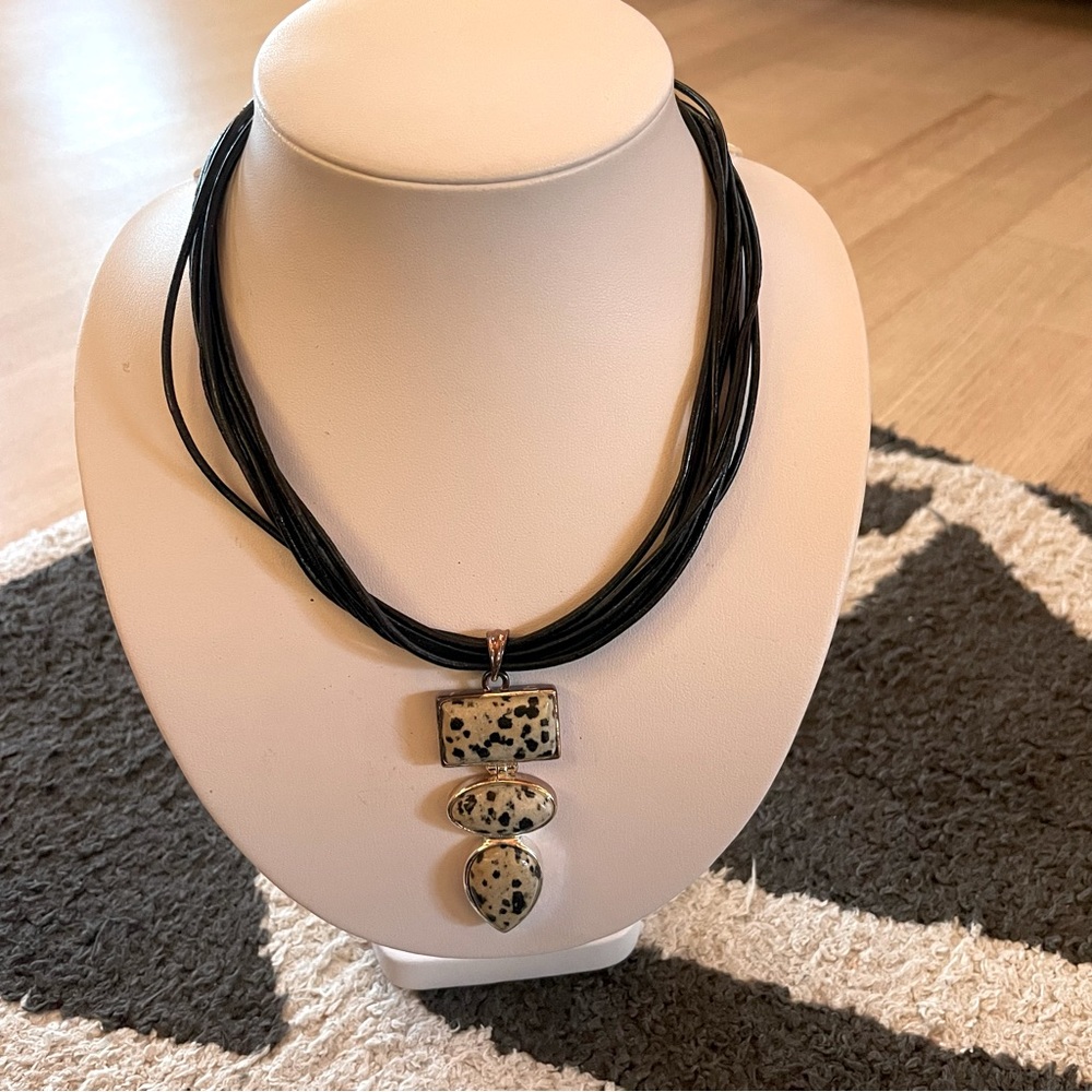 Dalmatian Jasper stone necklace